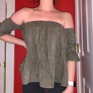 Off shoulder green blouse